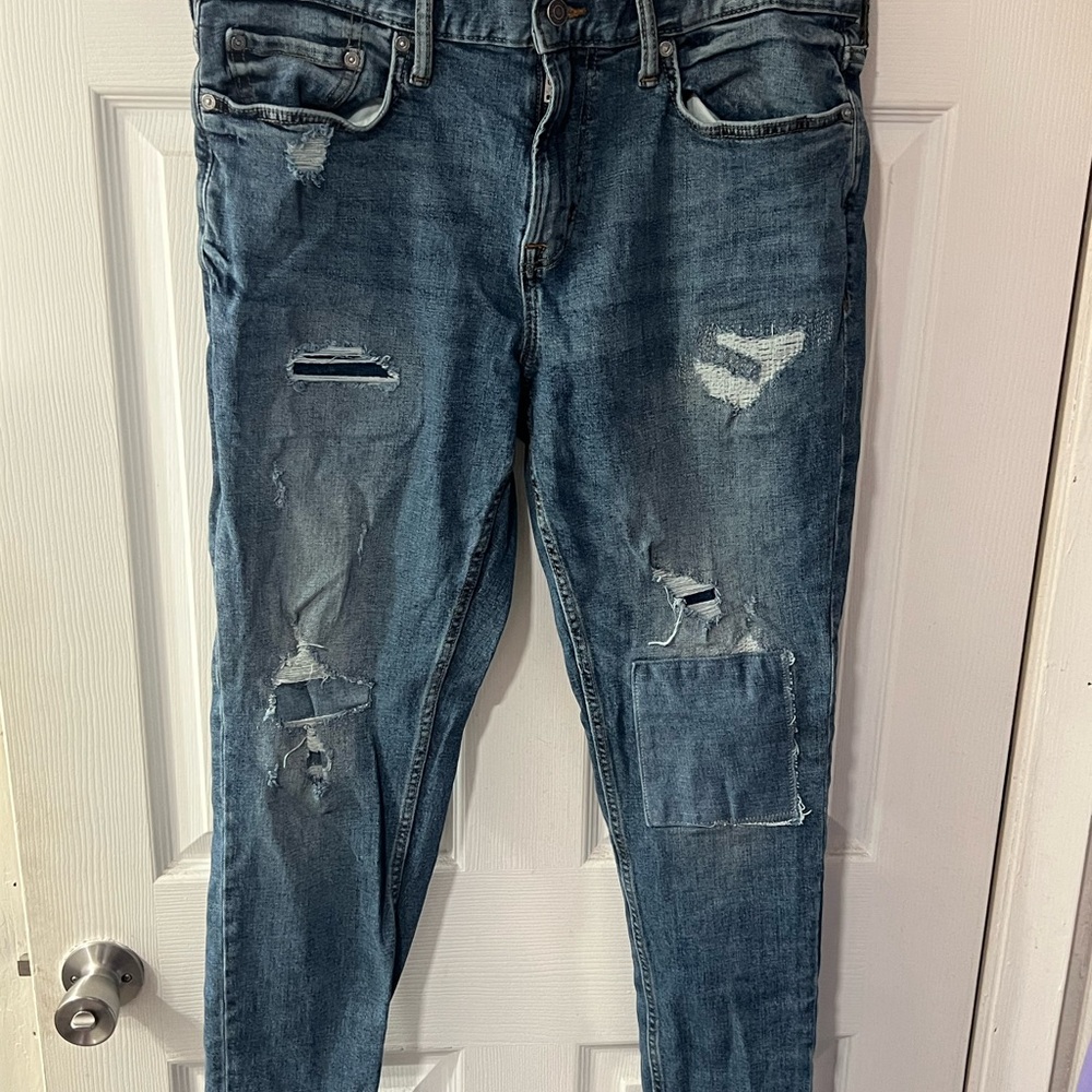 Old Navy Men's Distressed Slim Blue Jeans